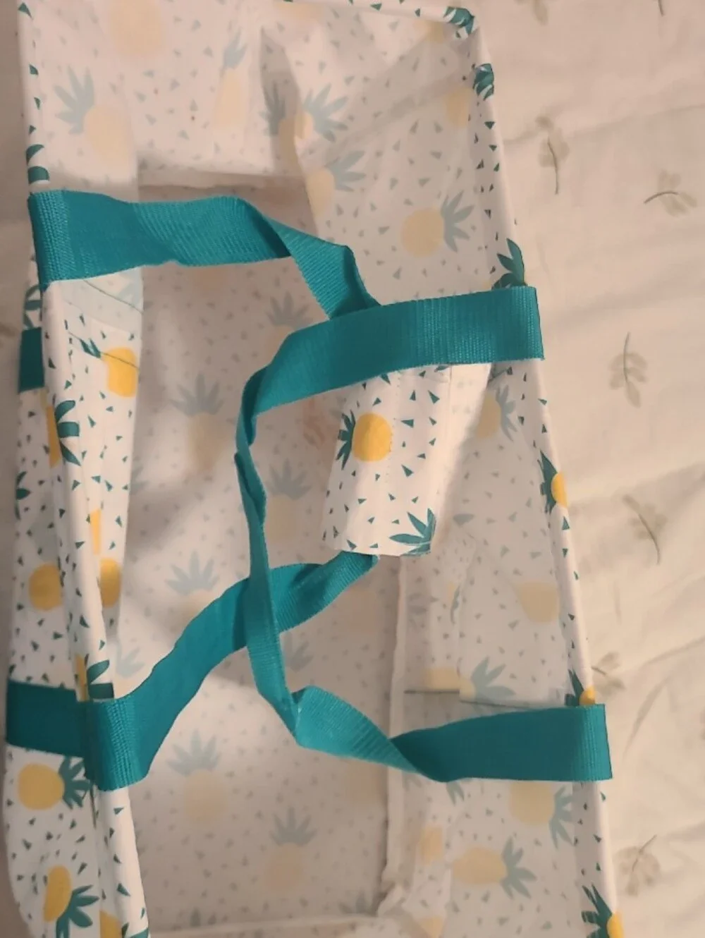 Pineapple Print Travel/Storage Bag in Turquoise & Yellow
